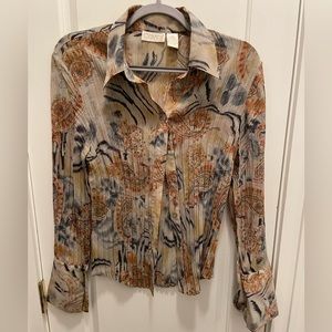 Vintage Caviar Paisley Long Sleeve Blouse Size Medium